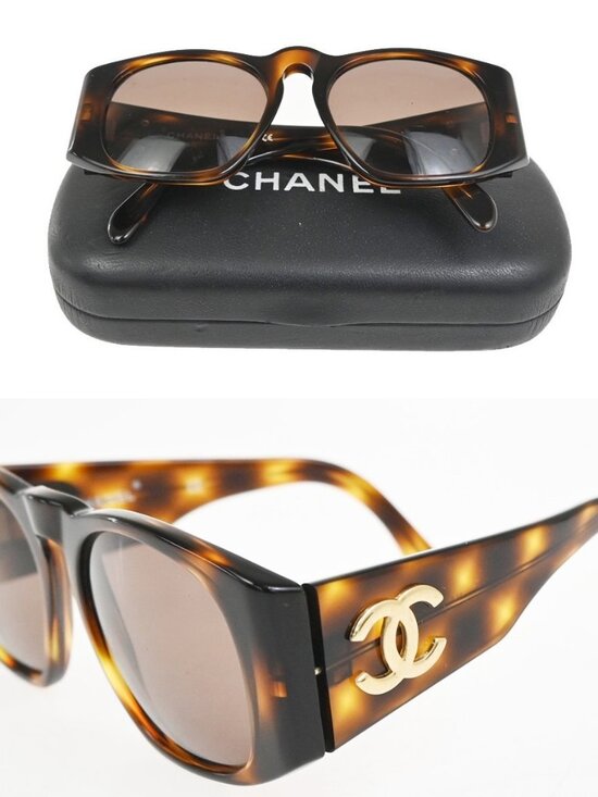 CHANEL CC Logo Sunglasses Eye Wear Plastic Brown GHW 01451 63RL897 main image 8